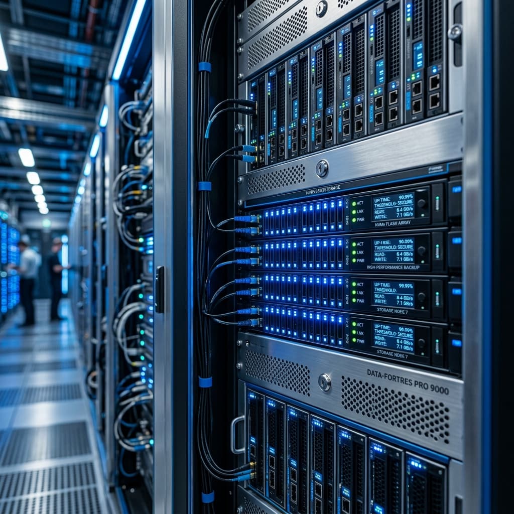 Modern secure server room with enterprise infrastructure
